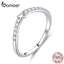 bamoer Authentic 925 Sterling Silver Transparent CZ Little Star Finger Rings for Women Wedding Statement Fine Jewelry BSR112