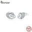 bamoer 100% Silver 925 Jewelry Double Heart Stud Earrings for Women Sparkling CZ  Mom Mother Gifts Anti-allergy Jewelry SCE879