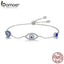 BAMOER Hot Sale 100% 925 Sterling Silver Blue Eyes Link Women Bracelets for Women Sterling Silver Jewelry Making Gift SCB089