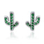 BAMOER Hot Sale 925 Sterling Silver Dazzling Green Cactus Crystal Stud Earrings for Women Authentic Silver Jewelry Bijoux SCE097