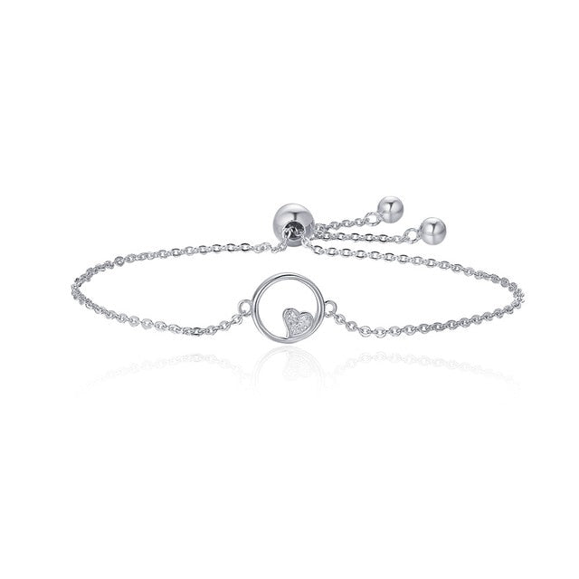 BAMOER Hot Sale 100% 925 Sterling Silver ECG Of Love & Sweetheart Heart Bracelet Women Luxury Authentic Silver Jewelry SCB019