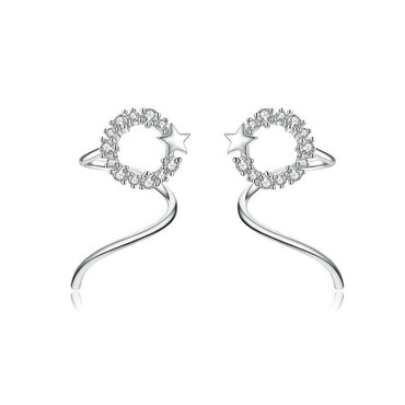 bamoer Twine Hoop Earrings for Women Solid Silver 925 Star Round Tiny Ear Hoops Fashion Jewelry Korean Jewelry SCE637