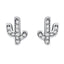 BAMOER Spring Collection 100% 925 Sterling Silver White & Green Cactus Stud Earrings for Women Silver Jewelry Bijoux  SCE286