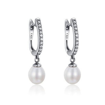 BAMOER Authentic 925 Sterling Silver Blooming Flower Petal Freshwater Pearl Drop Earrings for Women Luxury Silver Jewelry SCE259