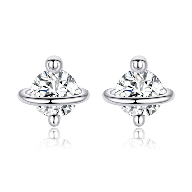 BAMOER Clearance Jewelry Delicate 100% 925 Sterling Silver Clear CZ Small Stud Earrings Women Wedding Jewelry Brincos PAS488