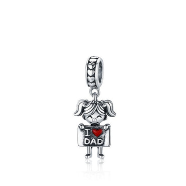 BAMOER 100% Authentic 925 Sterling Silver I Love Dad Lovely Boy Charm Pendant fit Charm Bracelet & Necklaces Jewelry SCC691