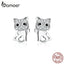 bamoer Sterling Silver 925 Cute Kitty Stud Earrings for Women Clear CZ Cat Lover Gifts Gifts Luxury Statement Jewelry SCE797