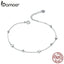 bamoer Genuine 925 Sterling Silver Heart and Star Beads Chain Bracelet Female Fashion Silver 925 Jewelry Accessories SCB171