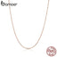 BAMOER 925 Sterling Silver Basic Rose Gold Color Color Necklace for Women Necklaces Only Fit Pendant Female Fine Jewelry SCA014