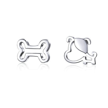 bamoer Real 925 Silver Spring Swallow Cat Dog Puppy Rabbit Fish Tail Animal Stud Earrings Hollow Simple Hypoallergenic Earrings