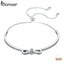 BAMOER High Quality 925 Sterling Silver Bowknot Clear Cubic Zircon Bangles Bracelets for Women Sterling Silver Jewelry SCB108