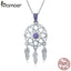 BAMOER Genuine 925 Sterling Silver Vintage Dream Catcher Necklaces Pendants for Women Fashion Necklace Silver Jewelry SCN279