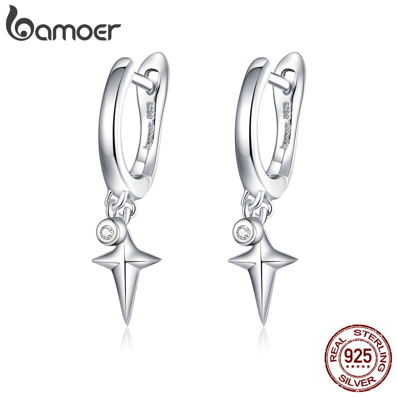 bamoer Silver 925 Jewelry Starry Star Dangle Earrings for Women Korean Style 925 Sterling Silver 2020 New Brincos BSE378