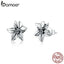 bamoer 925 Sterling Silver Retro Flower Stud Earrings for Women Butterfly Floral Vintage Style Fine Jewelry Arete SCE887