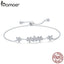 BAMOER Genuine 925 Sterling Silver Luminous Daisy Flower Women Bracelets Clear CZ Fashion Bracelet Jewelry Making Gift SCB084