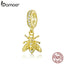 bamoer 925 Sterling Silver Gold Color Bee Pendant Charm fit Original Bracelet & Bangle European Brand Fine Jewelry BSC249