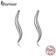 BAMOER 925 Silver Waving Curves Line Small Stud Earrings for Women Minimalist Fine Jewelry Accessories Gifts 2019 New SCE600