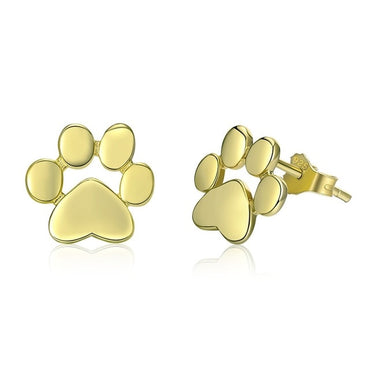 BAMOER 925 Sterling Silver Animal Dog Cat Paw Stud Earrings for Women Footprints Valentine's Day Gift SCE407
