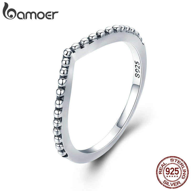 BAMOER 100% Authentic 925 Sterling Silver Water Droplet Female Finger Rings for Women Engagement Jewelry Girlfriend Gift PA7648