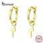 BAMOER Golden Lighting Drop Earrings for Women Real Pure 925 Sterling Silver Dangle Earring Female Silver Korean Jewelry SCE621