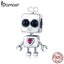 BAMOER Hot Sale 925 Sterling Silver Tick Tock Robot Girls Boys Childhood Beads Charm fit Charm Bracelet DIY Jewelry SCC886