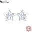 BAMOER New Arrival 925 Sterling Silver Sparkling Star Cubic Zircon Small Stud Earrings for Women Fashion Earrings Jewelry SCE437