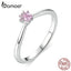 BAMOER Real 100% 925 Sterling Silver Classic Dog Paw Pink Clear CZ Finger Rings for Women Sterling Silver Jewelry SCR628