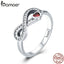 BAMOER 100% 925 Sterling Silver Infinity Love Forever Heart Clear CZ Finger Ring for Women Wedding Engagement Jewelry SCR415