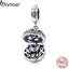 BAMOER Authentic 925 Sterling Silver Love Gift Box Dangle Ball Charm Pendant fit Women Charm Bracelet & Necklaces Jewelry SCC689