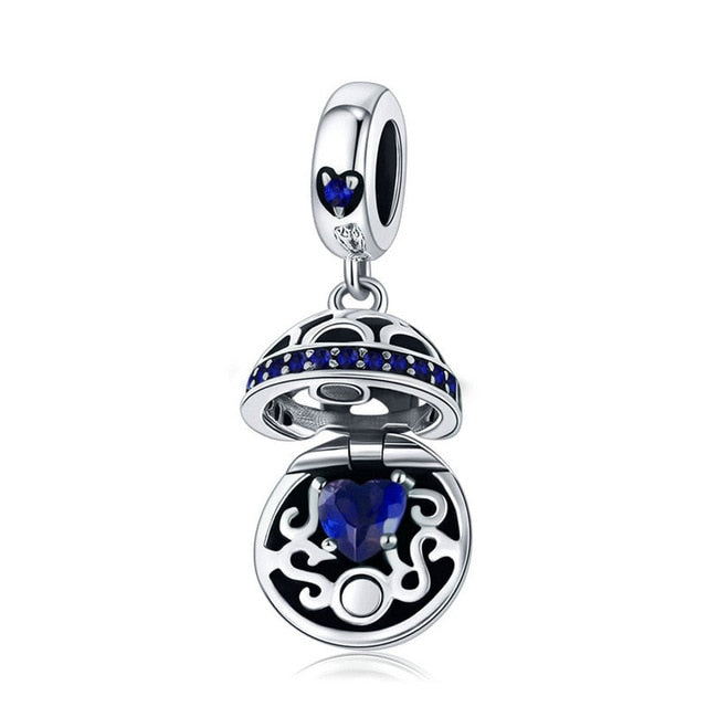 BAMOER Authentic 925 Sterling Silver Love Gift Box Dangle Ball Charm Pendant fit Women Charm Bracelet & Necklaces Jewelry SCC689