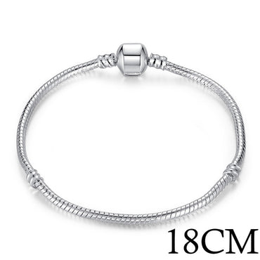 BAMOER 5 Style Silver Color LOVE Snake Chain Bracelet & Bangle 16CM-21CM Pulseras Lobster PA1104