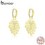bamoer Summer Gold Color Drop Earrings Femme Bohemia Style Leaf Dangle Earring for Women Sterling Silver Luxury Jewelry BSE223