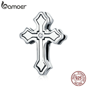 bamoer Retro Cross Clip Charm for Reflexion Bracelet 925 Sterling Silver Charms fit for Reflection Original DIY Bracelet SCX116