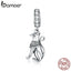 bamoer 925 Sterling Silver Egyptian Style Cat Animal Pendant Charm for Original Snake Silver Bracelet & Necklace Jewelry SCC1505