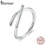 bamoer 925 Sterling Silver Minimalist Simple Open Adjustable Finger Rings for Women Korean Style Fashion Jewelry SCR653