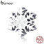 BAMOER 100% 925 Sterling Silver Winter Snowflakes Charm Beads fit Women Bracelets & Bangles DIY Jewelry Making Gift SCC1037