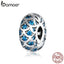 bamoer Silver 925 Jewelry Blue Clip Stopper Charm for Original Silver Snake Bracelet Jewelry Making Fine Jewelry SCC1513