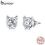 bamoer Cute Cat Stud Earrings for Women 925 Sterling Silver Minimalist Animal Ear Studs Engagement Statement Jewelry SCE899