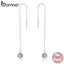 bamoer Long Chain Dangle Earrings for Women 925 Sterling Silver Colorful CZ Ball Beads Drop Earrings Girl Bijoux 2020 New BSE393