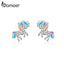 bamoer Fantesy Licorne Stud Earrings for Women Genuine 925 Sterling Silver Enamel Silver 925 Jewelry Brincos Bijoux BSE352