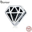 bamoer 925 Sterling Silver Diamond-shape Clip Charms fit for Origianl Silver Reflexion Bracelet for Women DIY Jewelry SCX117
