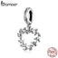 bamoer Vintage Leaf Vine Heart Pendant Charm for Bracelet Necklace 925 Sterling Silver Jewelry Accessory DIY Bijoux SCC1520