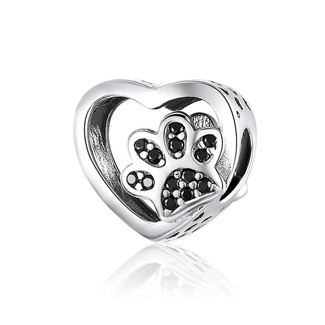 WOSTU 100% Authentic 925 Sterling Silver Heart Shape Charm Beads Fit Brand Charm Bracelet DIY Original Silver Jewelry