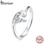 bamoer Genuine 925 Sterling Silver Fish Tail Adjustable Finger Rings for Women Free Size Pearl Jewelry Bijoux 2020 Summer BSR124
