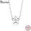 bamoer 925 Sterling Silver Minimalist Alphabet A Simple Star Necklace for Women Anti-allergy Jewelry Gift for Girl BSN181