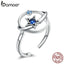 bamoer Genuine 925 Sterling Silver Mysterious Plane Finger Rings for Women Wedding Band Engagement Statement Jewelry Anel SCR661