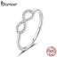 bamoer Authentic 925 Sterling Silver Infinity Symbol Pendant Finger Rings for Women Plated platinum Jewelry