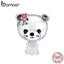 bamoer Mrs. Bear the Bride with Dress Enamel Charm fit Original Bracelet & Bangle DIY Jewelry Anniversary Gifts SCC1474