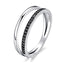 BAMOER Genuine 925 Sterling Silver Double Circle Black Clear CZ Stackable Finger Ring for Women Fine Silver Jewelry Gift SCR082