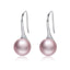 BAMOER 925 Sterling Silver Elegant Round Pure Love Pearl Drop Earrings for Women Jewelry Brincos White ,Black Purple Pink SCE037
